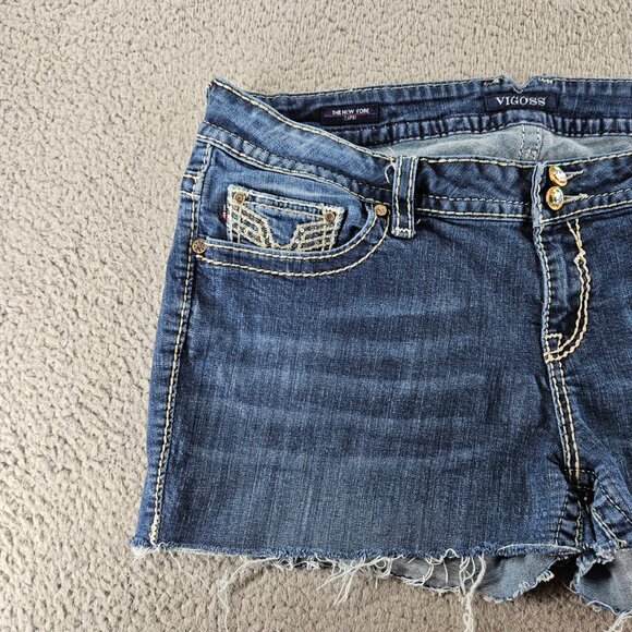 Vigoss Shorts Womens 20 (38x2) Blue Denim Cut Offs Jorts Embroidered - Picture 2 of 16